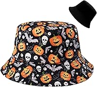 Vista 1 de Halloween Bucket Hat Beach Sun Hat Funny Fishing Hat for Women, Reversible Double-Side Wear