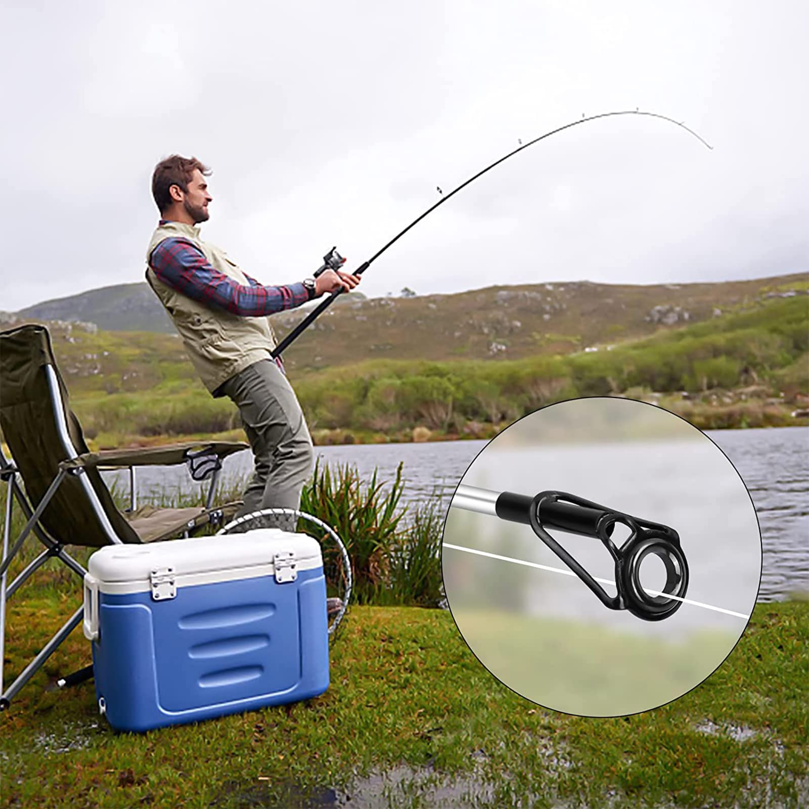 Lot De 80 Anneaux De Guide Pour Canne à Pêche - 10 Tailles - Acier Inoxydable Et Céramique