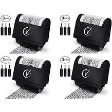 Vantamo Identity Protection Roller Stamps Wide Kit, Including 3-Pack Refills - Designed for Secure Confidential ID Blackout Security, Anti Theft and Privacy Safety 4-Pack Black