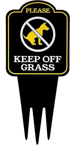 Letrero con estaca Keep Off Grass Yard con estaca. Letreros de No perros, sin mascotas, sin orinar, no hacer caca en el césped. Diseño único triple