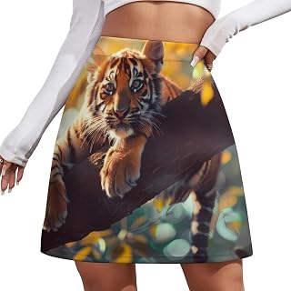 Cute Tiger Women's Mini Skirts A Line Short Skirt Tennis Golf Athletic Casual Skorts