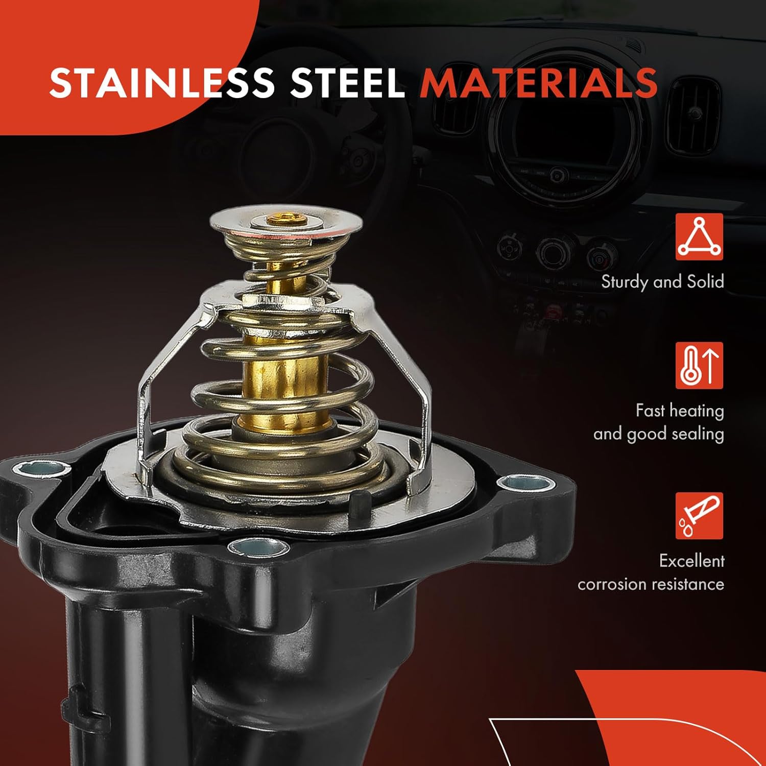 A-Premium Coolant Thermostat Housing Assembly Compatible with Ford, Lincoln & Mazda Vehicles 2004-2018- Explorer, Escape, Focus, Fusion, Taurus, MKT, MKZ, 3, 5, 3 Sport, MX-5 Miata, L4 2.0L 2.3L