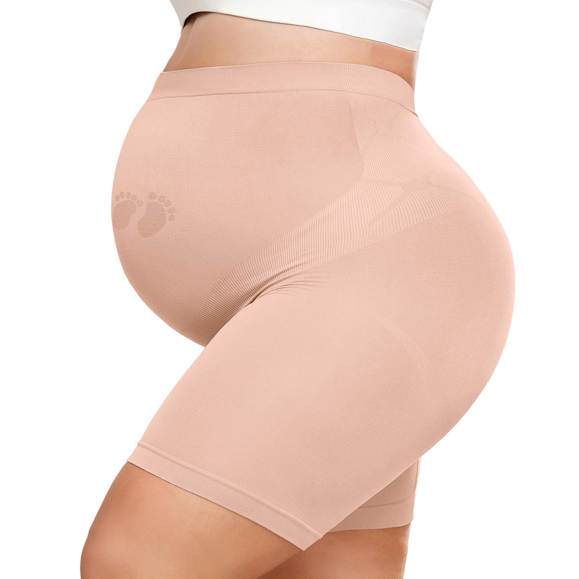 Y25D Maternity Shapewear for Under Dresses Over Belly Pregnancy Underwear Mid-Thigh High Waist Shorts Panties for Baby Shower