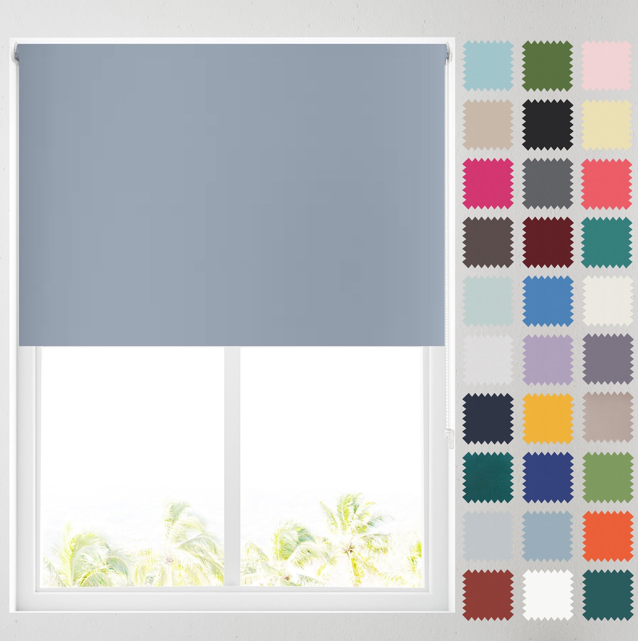Barnes Blinds - Blackout Roller Blinds for Windows, Custom Cut to Size - Black Out Thermal Fabric Durable Fittings Easy Fit - Roller Blind (Ashley Blue 61cm)