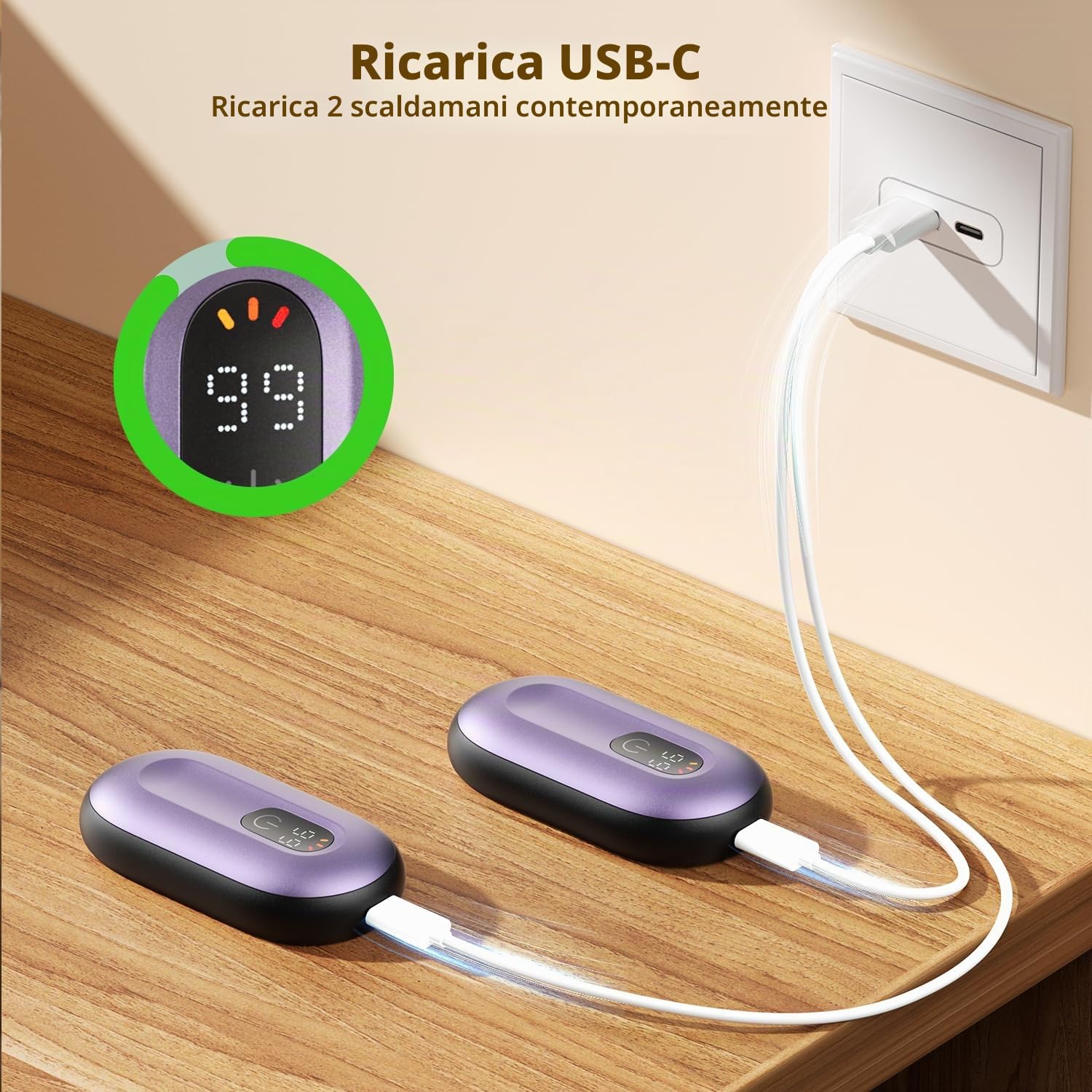 coldSky Scaldamani ricaricabili, confezione da 2, scaldamani elettrici magnetici con display digitale, scaldamani riutilizzabili fino a 60 °C, scaldino portatile e tascabile, regalo caldo per esterni,
