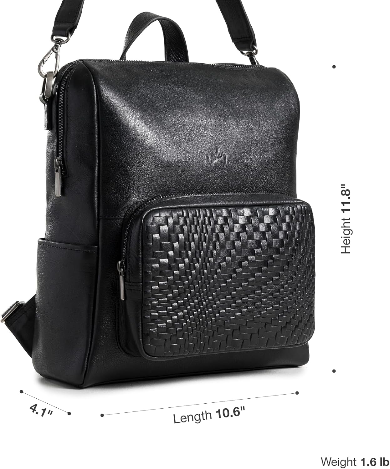 VELEZ Black Top Grain Leather Mini Backpack For Women | 11 inch Tablet | Small Shoulder Bag Purse | Designer Ladies Backpacks | Womens Fashion Handbag | Casual Travel Bags
