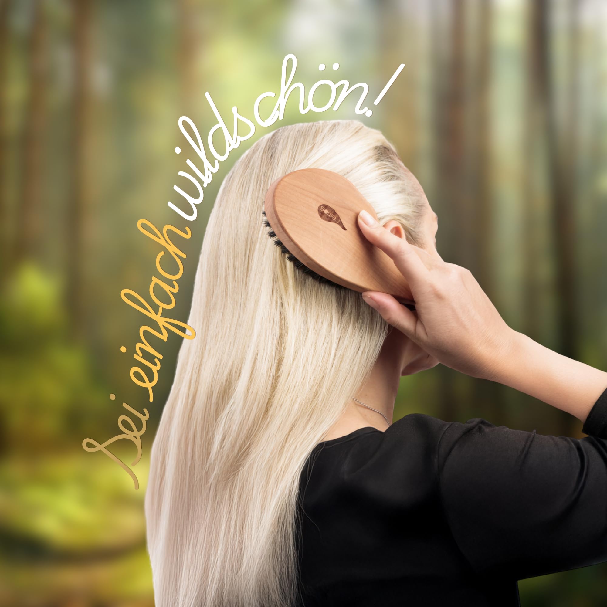Remos naturalna szczotka do włosów ze 100% włosia dzika z ergonomicznym uchwytem