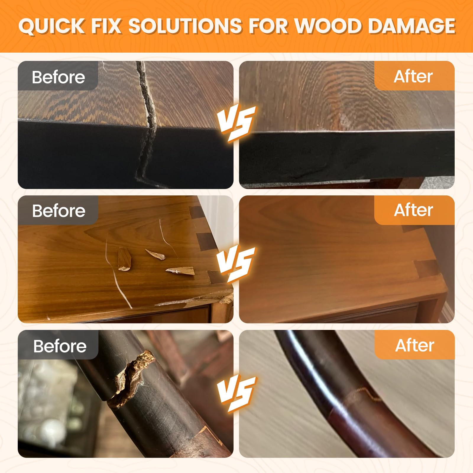 Relleno de madera, kit de reparación de madera, 478 g, colorido, relleno de masilla de madera pintable, muebles de reparación de agujeros de grietas, relleno de madera externo, resistente al agua