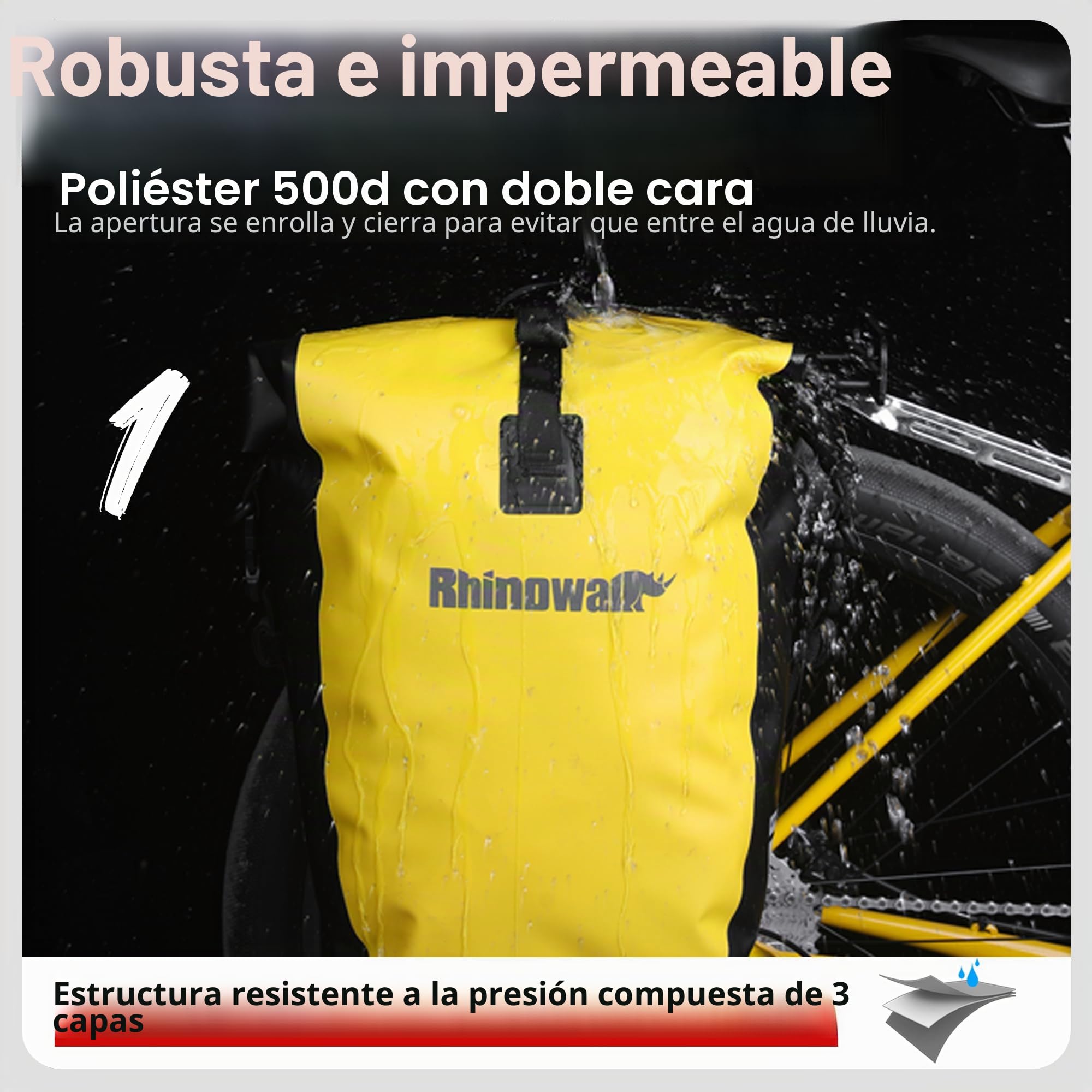 Bolsa de Bicicleta Rhinowalk Bolsa de Alforja de Bicicleta Impermeable de 25L para Portaequipaje de Bicicleta Bolsa de Sillín Bolsa de Hombro Bolsa de Alforja para Laptop Bolsa de Bicicleta Accesorios