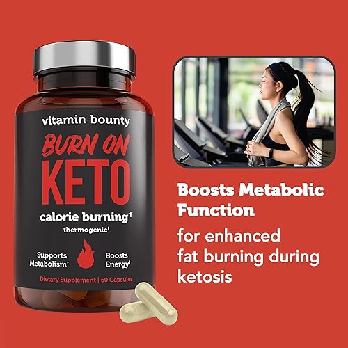 Miniatura 5 de Vitamin Bounty Burn On Quemador de grasa keto termogénico para hombres y mujeres, suplemento de pérdida de peso con cetonas de frambuesa, refuerzo