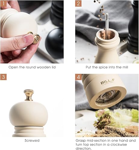 Miniatura 6 de Molinillo de sal y pimienta, molinillo de pimienta, molinillo de pimienta, molinillo de sal, juego de 2 con rotor de cerámica ajustable de 7