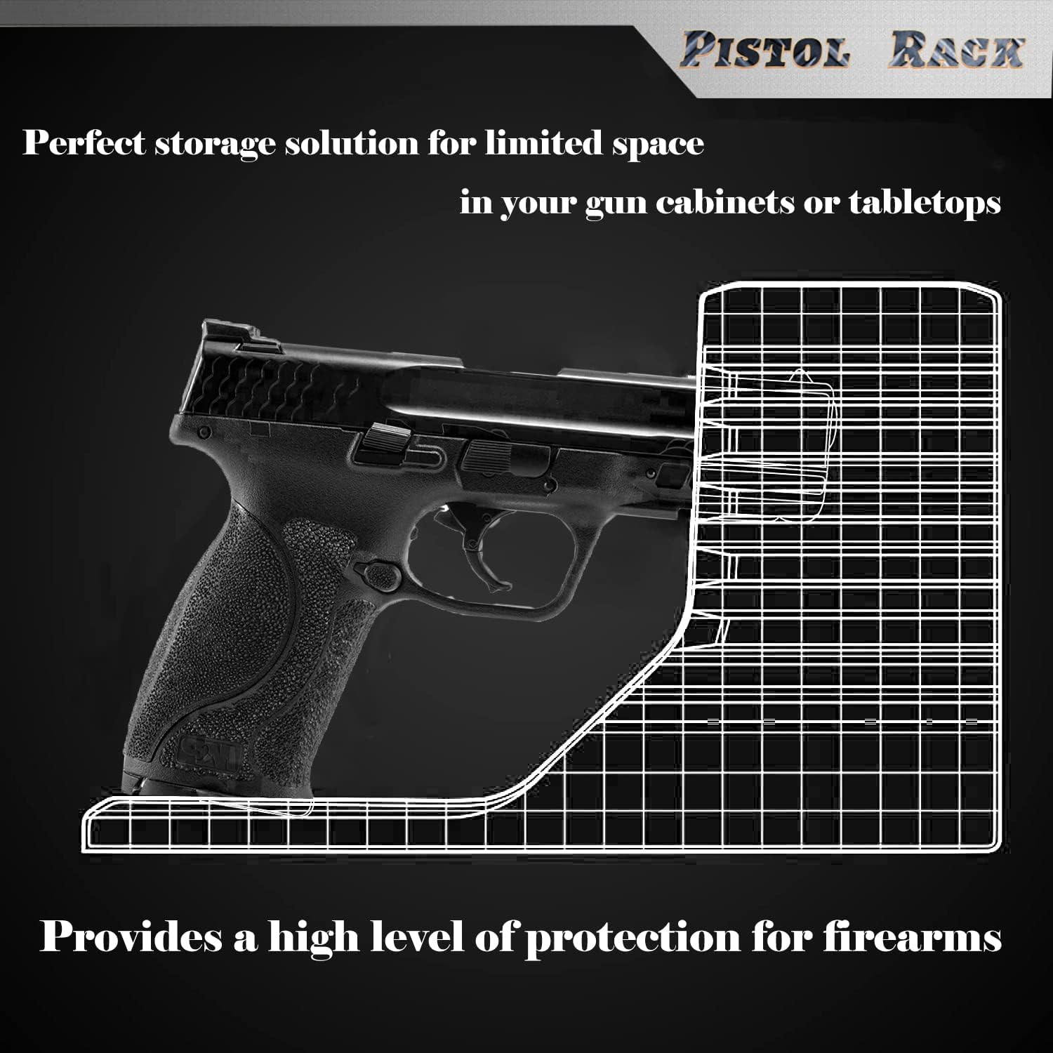 Pistol Rack Universal Protective Handgun Storage,Handgun Rack for Gun Safe Gun Cabinet Storage, Gun Magazine Holder, 1 Gun Holder 3 Mag Slots Fit Most Pistols