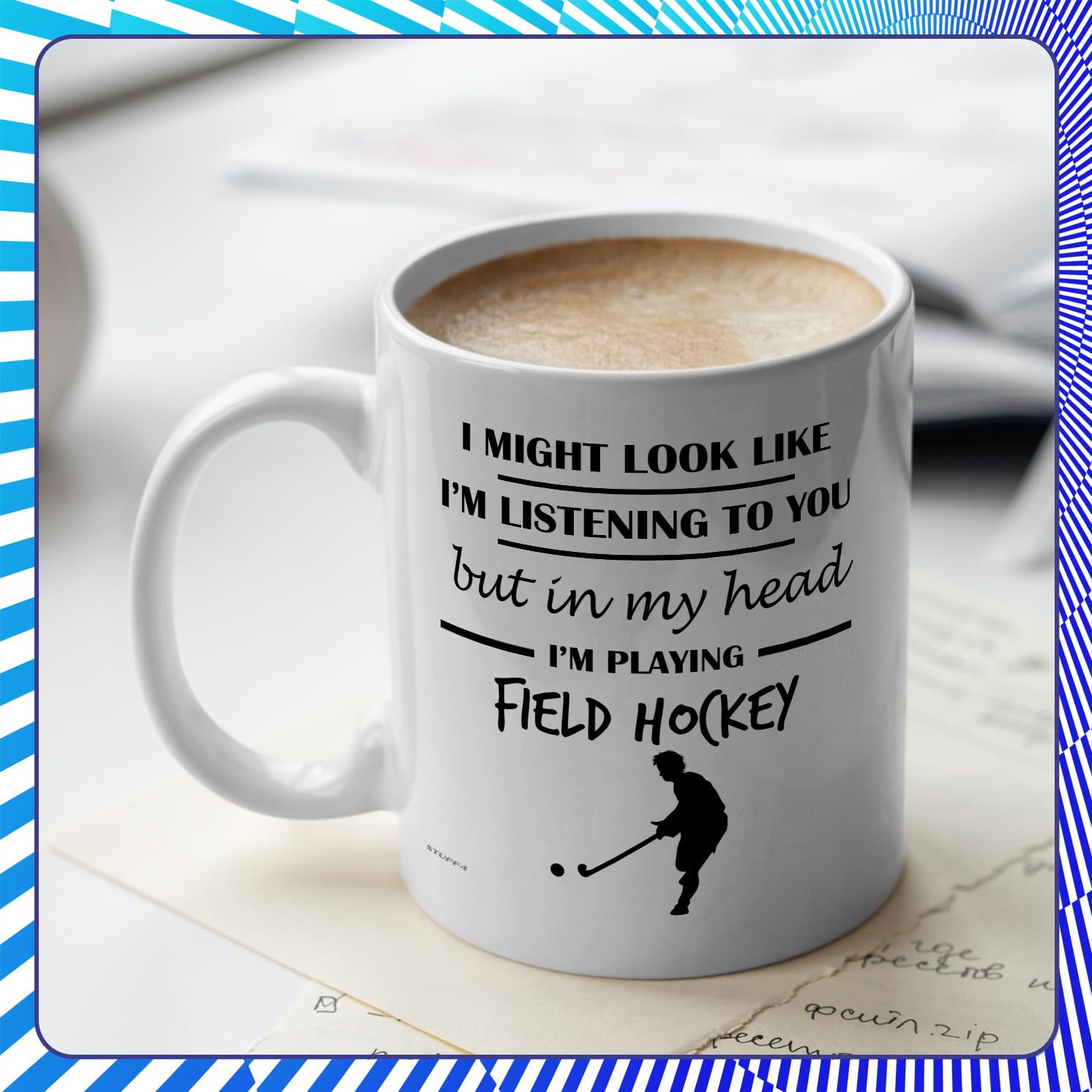 Stuff4 Field Hockey, in My Head Mug, White - Image 4