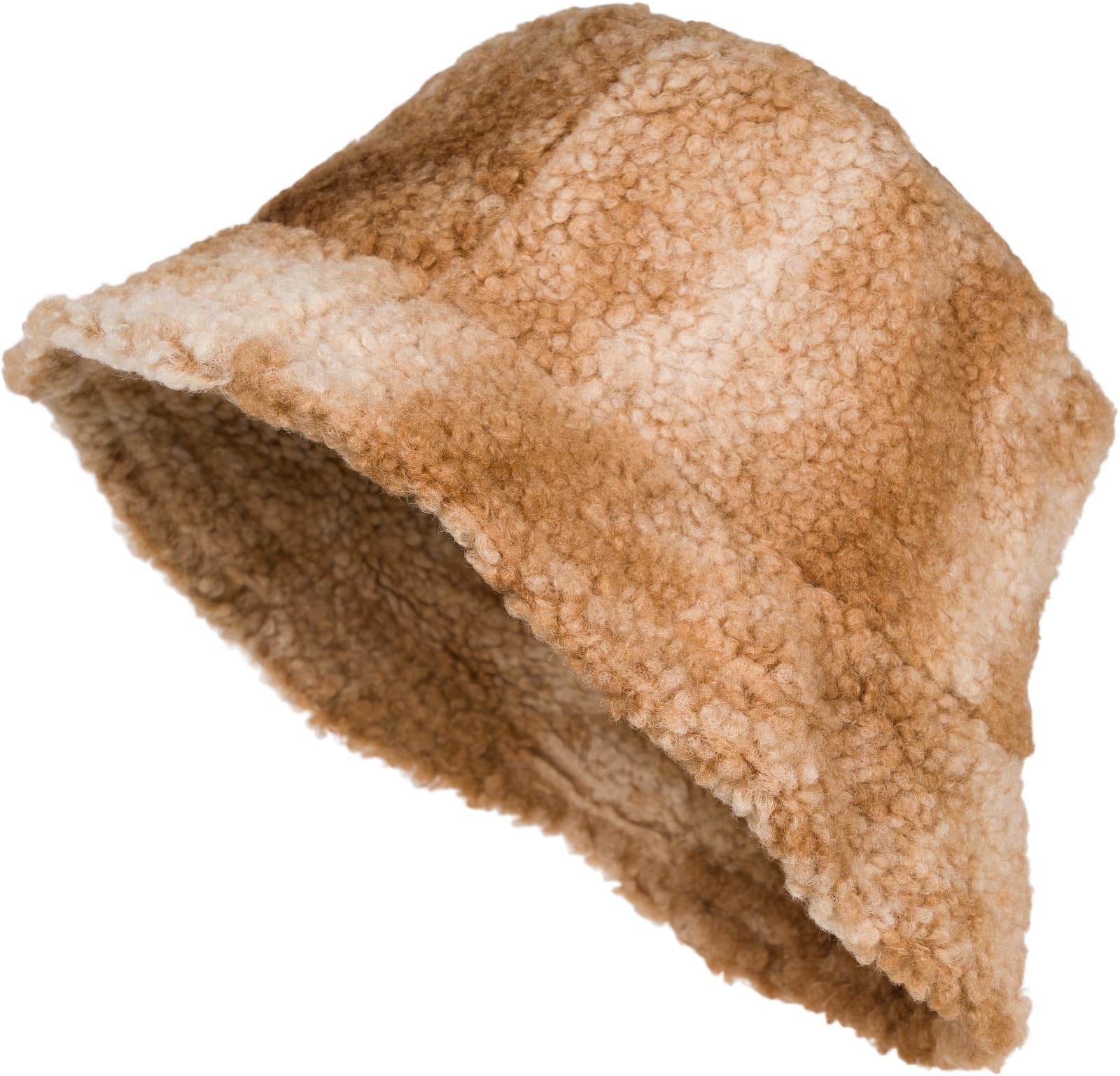 styleBREAKER Women's Fishing hat in Teddy Fur in ombré Look, Warm Bucket hat Autumn Winter, Colour Gradient Pattern Colourful 04025038, Colour:Brown-Beige