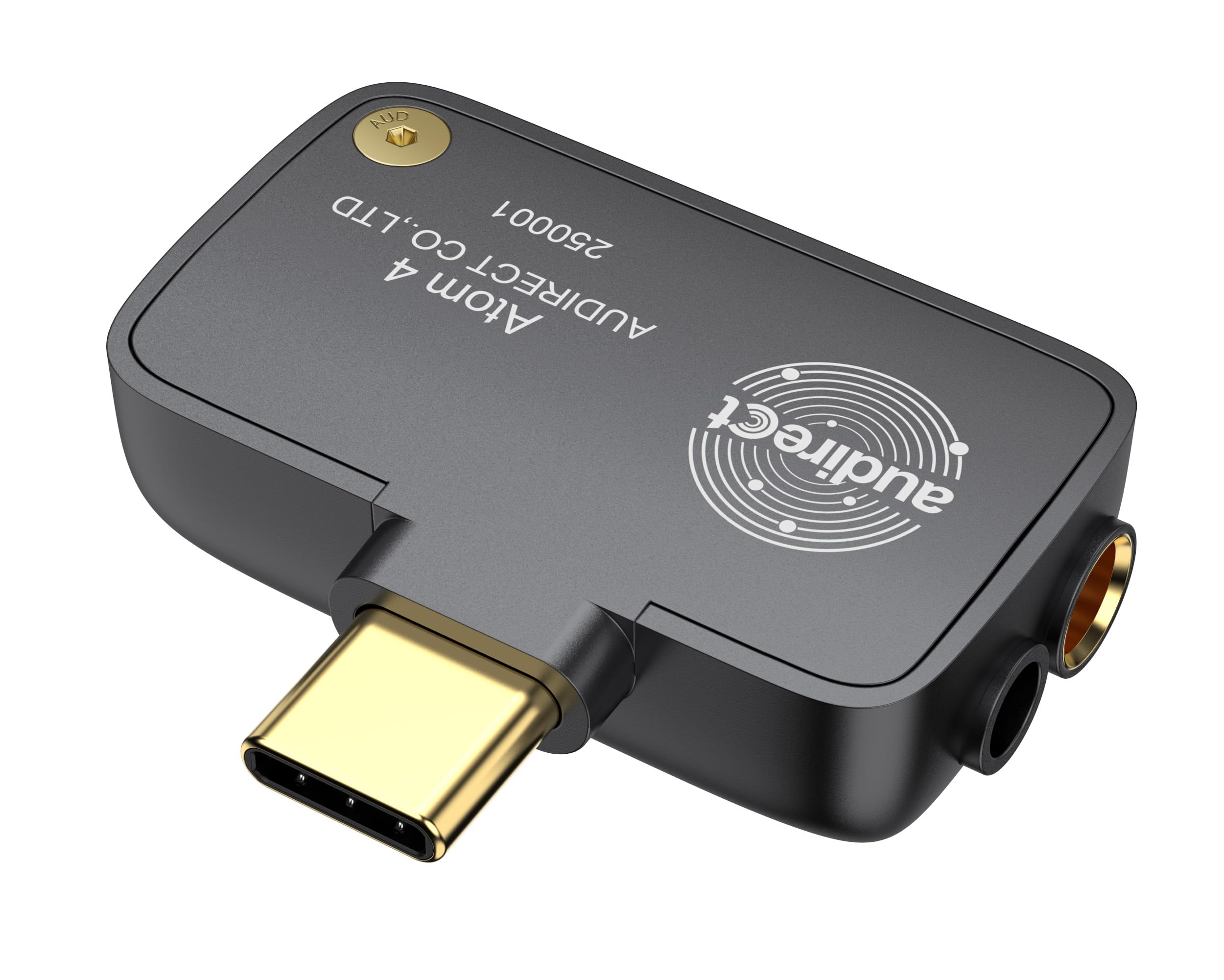 Audirect ATOM4 Portable Audio Decoder Headphone Amplifier 3.5mm Single Ended and 4.4mm Balanced Output High Fidelity Sound Quality Lightweight and Portable (USB-C Interface) (Gray)