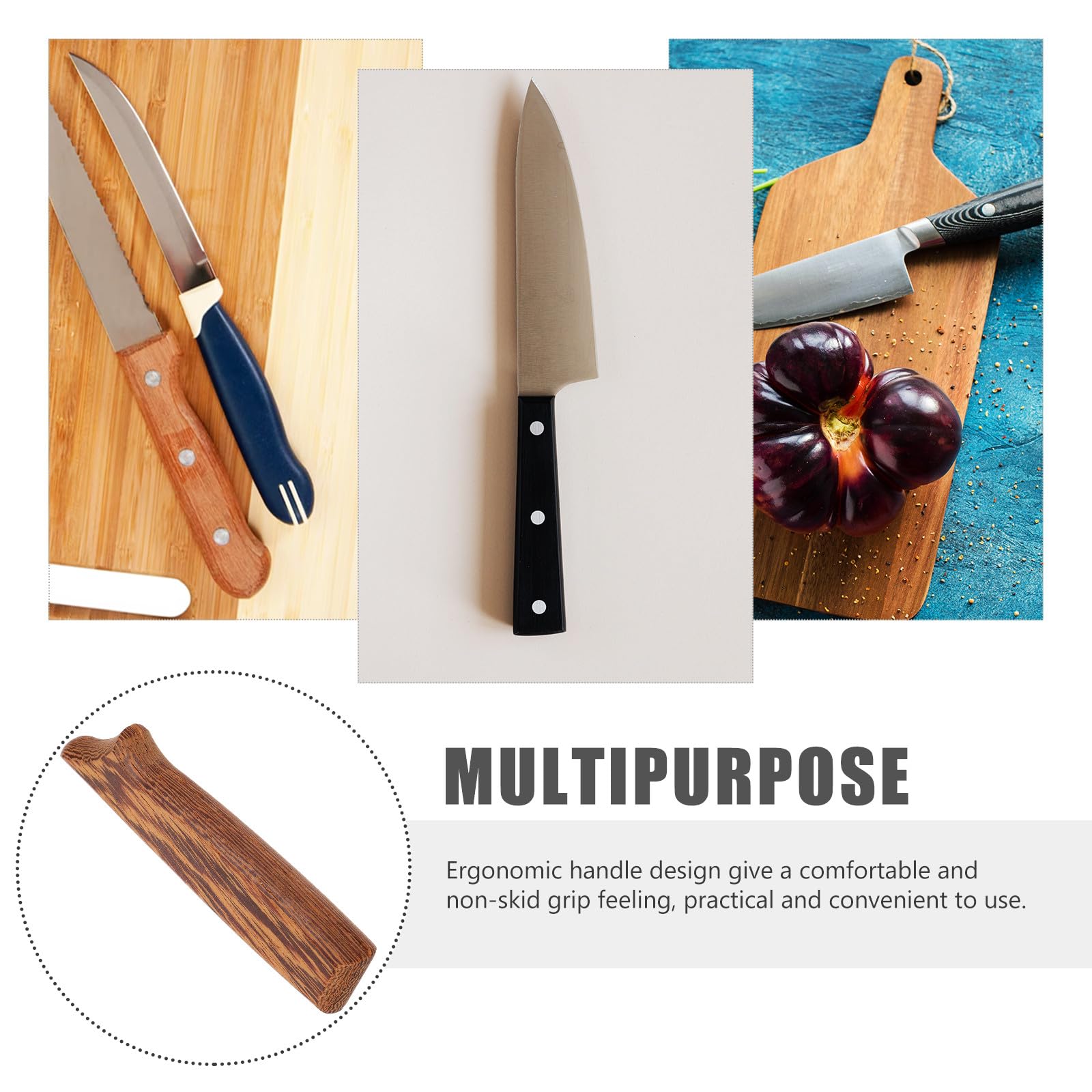 Manici Antiscivolo Legno da Coltelli Pezzi 2 Marrone Cucina Impugnatura Ricambi