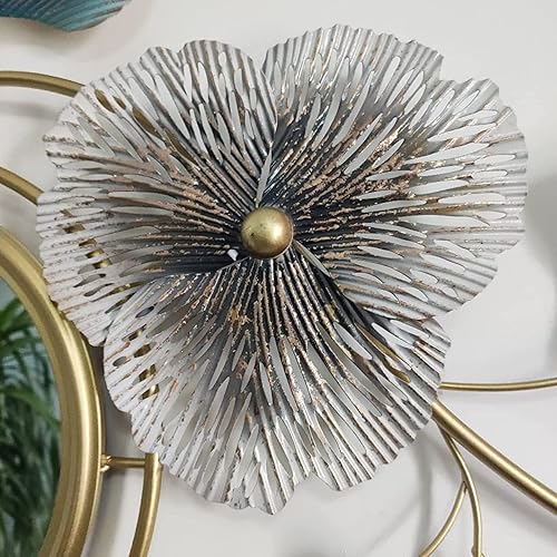 Miniatura 7 de Espejos de pared decorativos de metal para sala de estar, grandes espejos de pared de metal con hojas de ginkgo, espejo de decoración de pared para