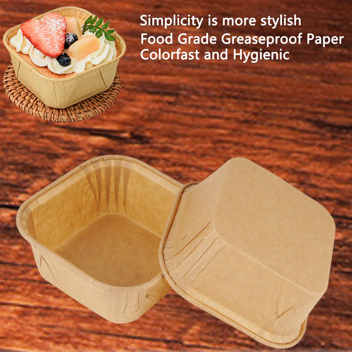 50Pcs Paper Loaf Pans for Baking, Parchment Cupcake Liners Kraft Paper Loaf Pan, Disposable Paper Baking Loft Mold for Microwave Freezer Oven Safe Display,Wedding Birthday Baby Shower Party Supplies