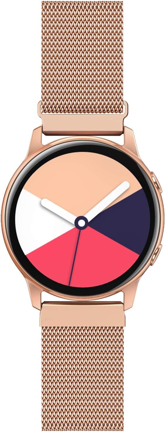 Yutior Stainless Steel Band Compatible with Samsung Galaxy Watch 3 41mm / Galaxy Watch Active 40mm / Active 2 44mm / Galaxy Watch 42mm, 20mm Metal Replacement Band for Women Men, Rose Gold