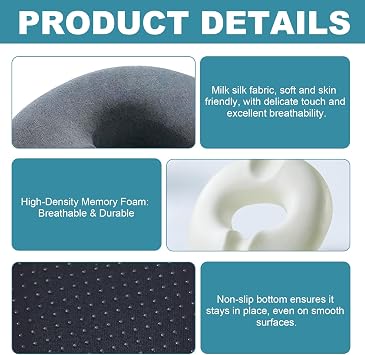 Donut Cushion Memory Foam Tailbone Support, Hemorrhoid Coccyx Pain Relief