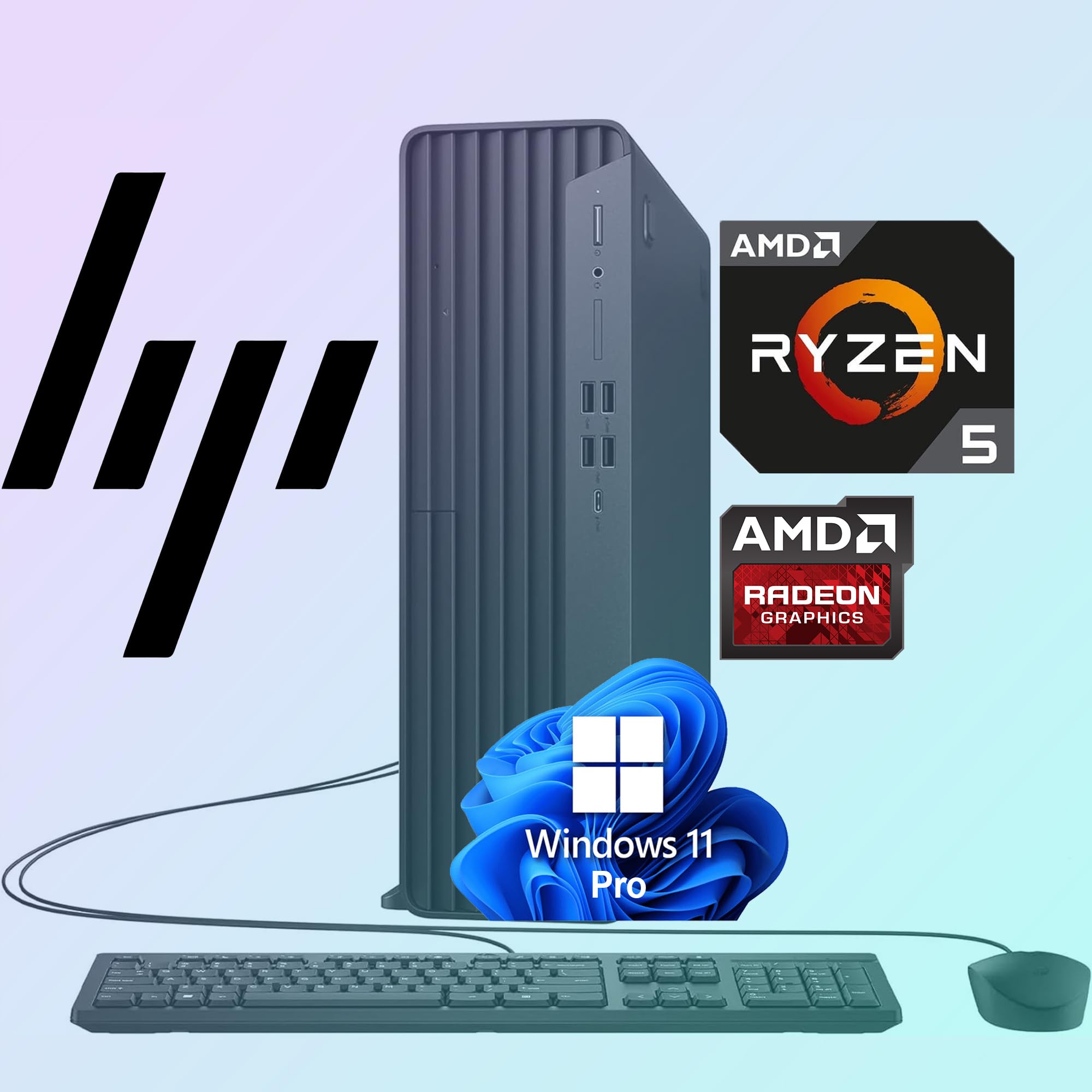 HP Elite SFF G9 Desktop Computer| 6-core 5GHz Ryzen-5 Processor(1.3 Times Faster Than Intel i7-1255U) | 32GB DDR5 RAM, 1TB SSD| WiFi| Bluetooth| HDMI, USB, RJ-45| Windows 11 Pro| W/Wired KB & Mouse