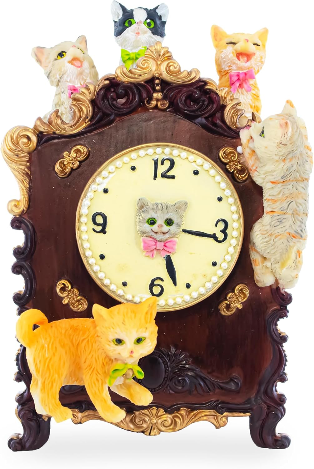 BestPysanky Whimsical Cat Clock Concert: Animated Musical Figurine with Playful Felines