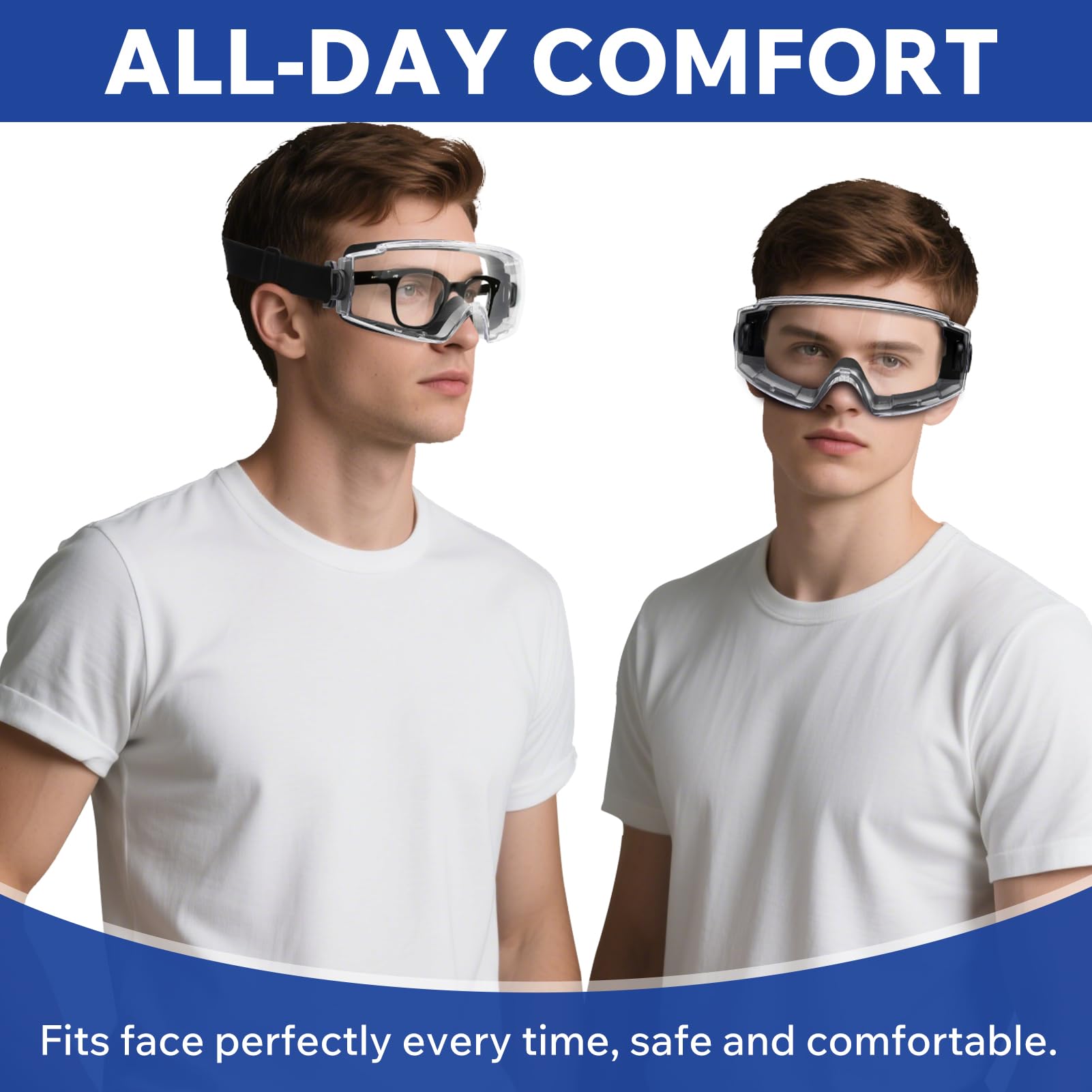Gafas de seguridad con lente antivaho, protección ocular certificada ANSI Z87.1 para trabajo de laboratorio y uso industrial, correa ajustable