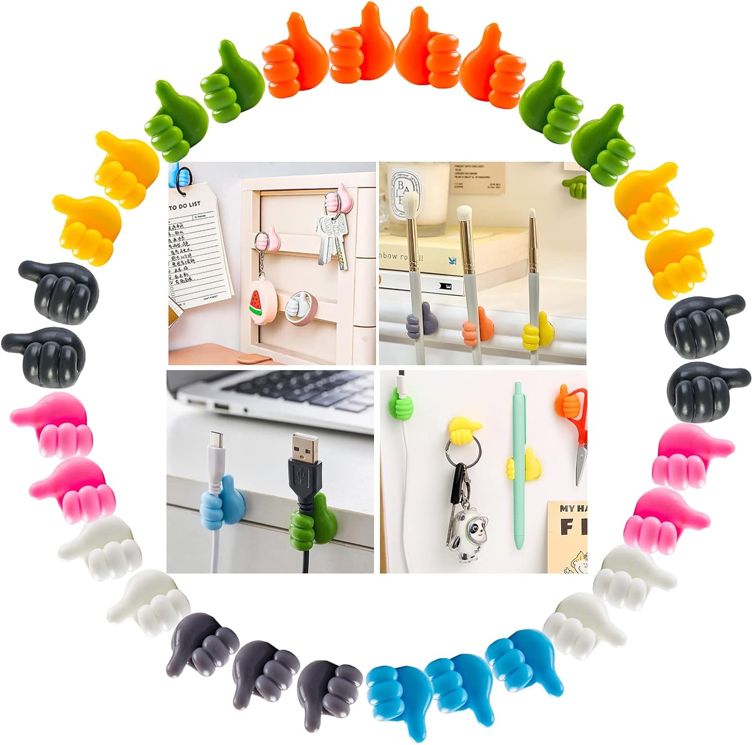 30Pack Self Adhesive Thumb Hooks Key Hanger for Wall, Key