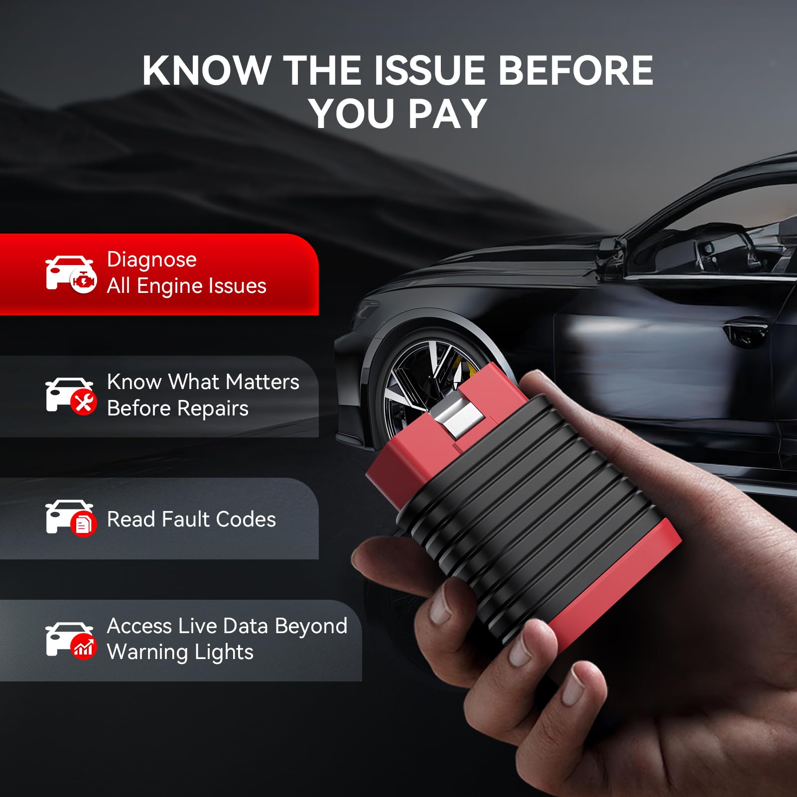 THINKCAR THINKDIAG BD6 OBD2 skaner Bluetooth, bezprzewodowy czytnik kodów systemowych, narzędzie diagnostyczne dla iOS i Android, 5+ Hot Reset Bluetooth OBD2 skaner do kontrolowania silnika