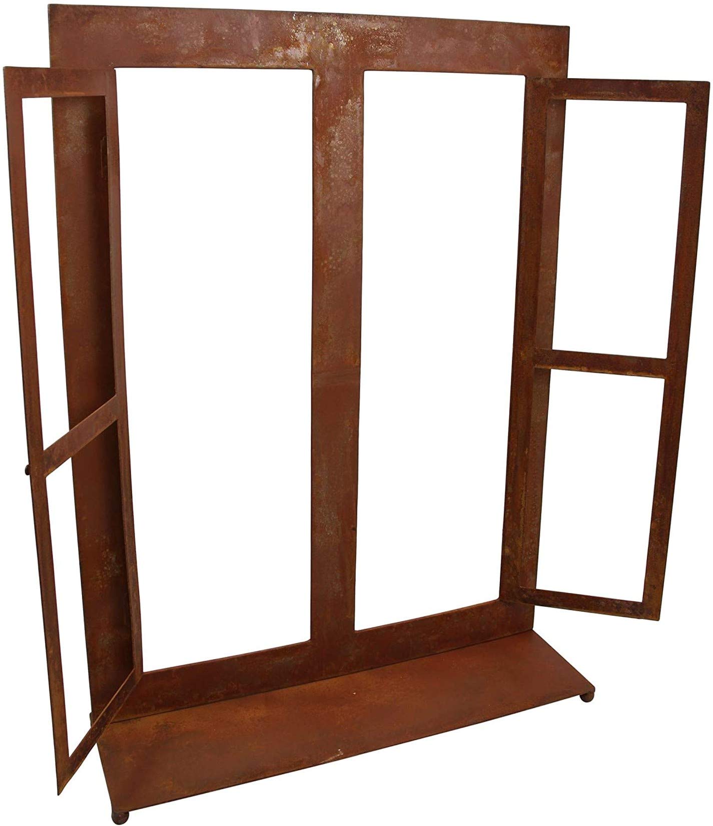 Dekoleidenschaft Gartendeko Fenster aus Metall in Rost-Optik, 57x80 cm, Deko-Fenster, Fensterrahmen, Sprossenfenster, Garten-Dekoration für Draußen