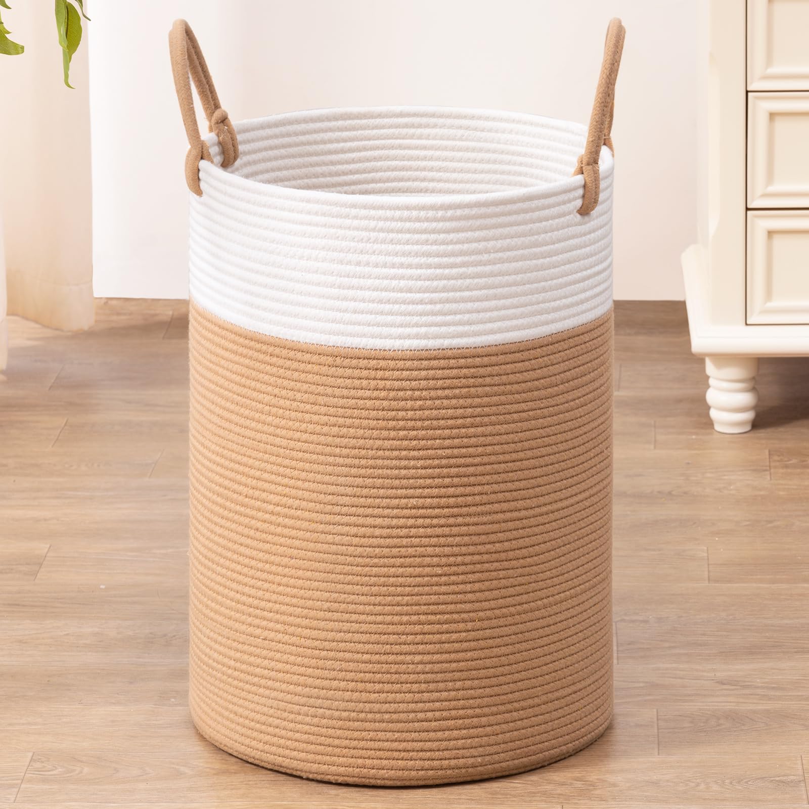 INDRESSMELarge Laundry Hamper, 60L Clothes Laundry Basket, Nursery Hamper, Cotton Rope Hamper for Blankets, Hampers for Bedroom, 19.7 x 13.8 inchesGlobal Recycled StandardGlobal Recycled StandardGlobal Recycled Standard