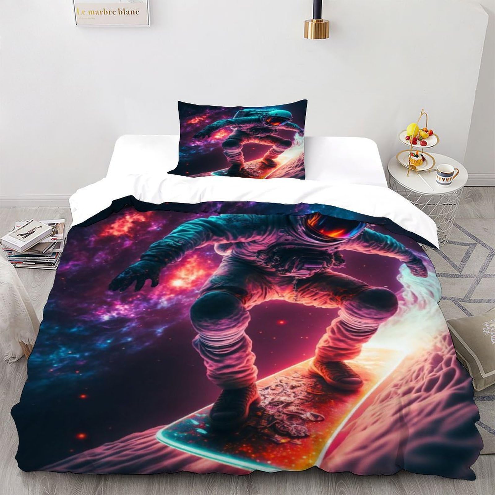 Housse de couette space lit simple couvre-lit microfibre adulte 135x200