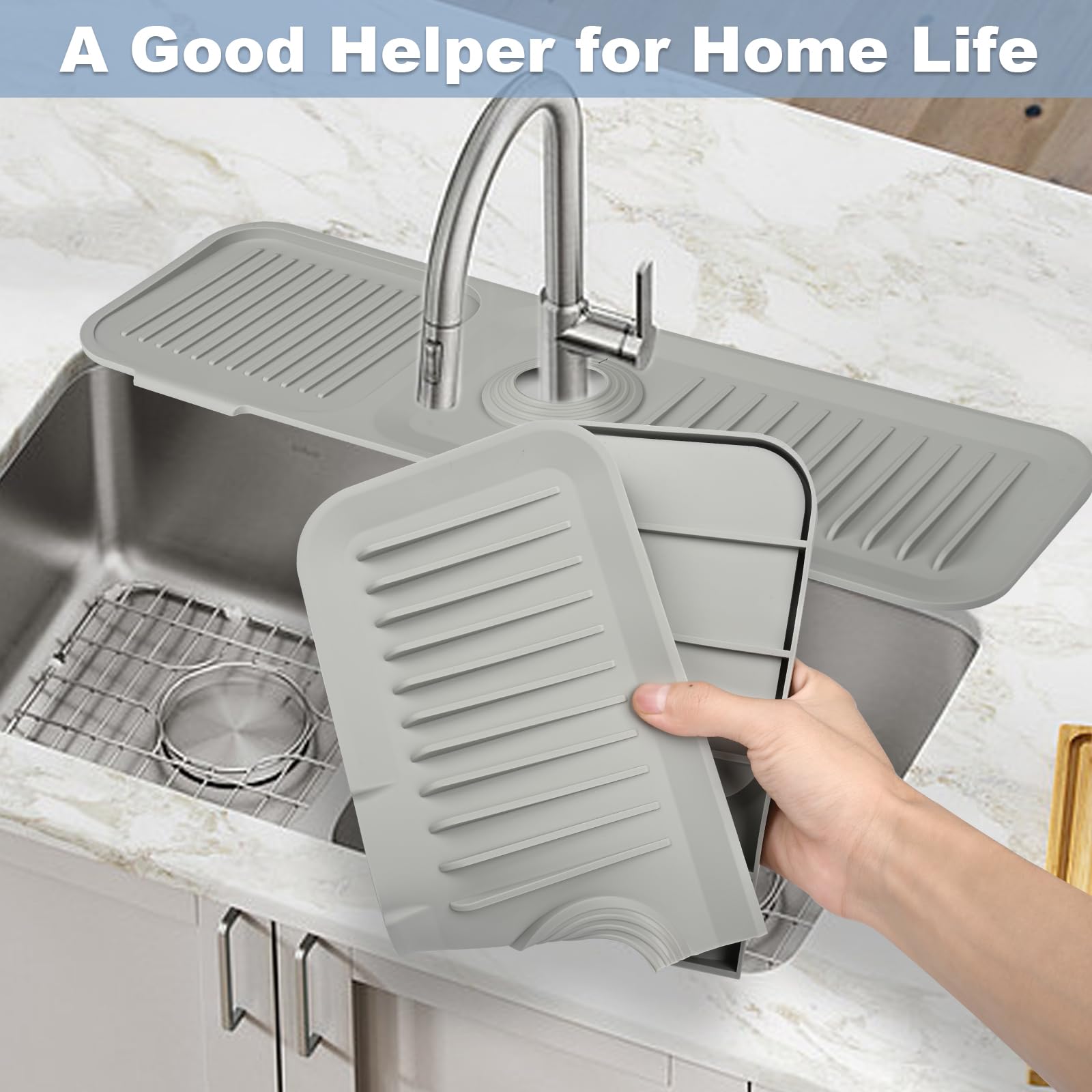 Silicone Sink Faucet Mat, Kitchen Sink Splash Guard - Image 3