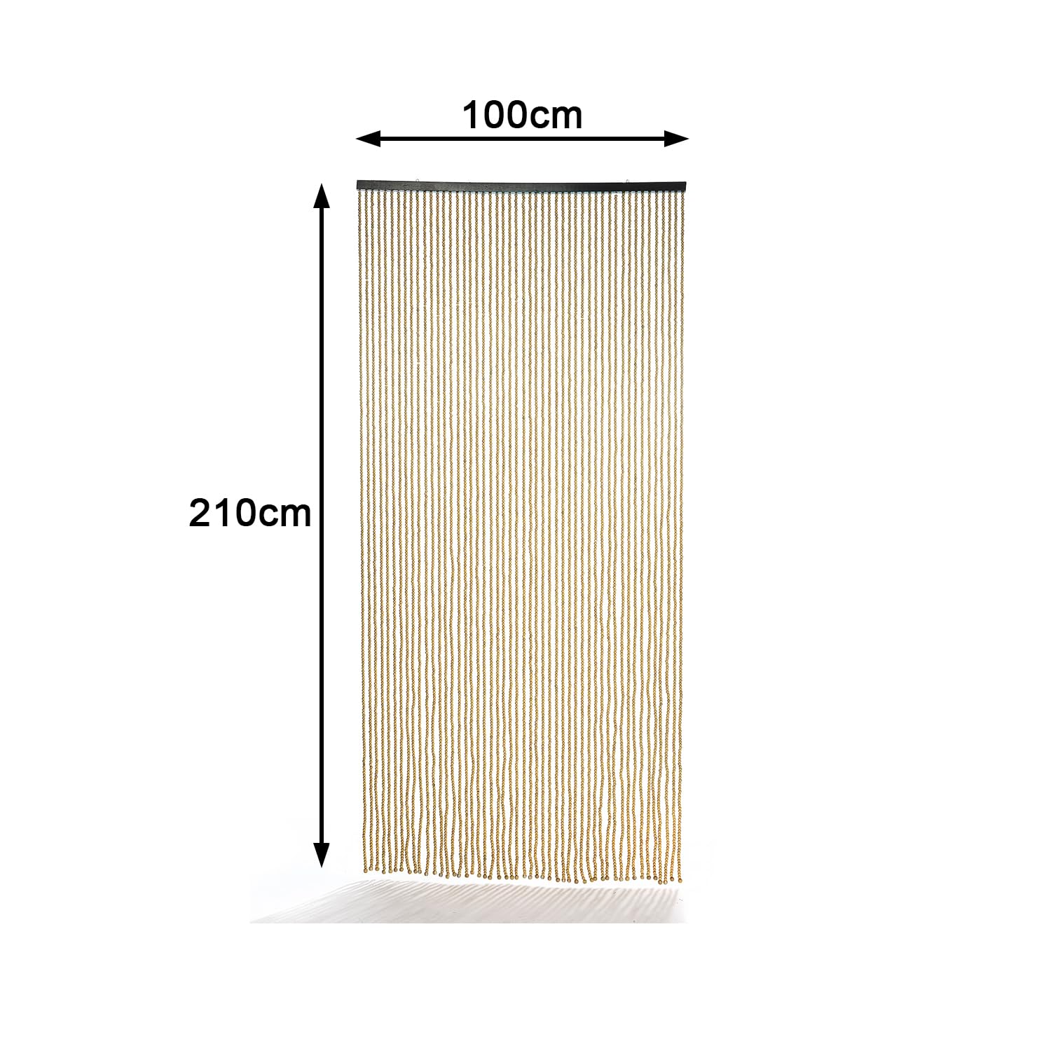 Kobolo Türvorhang Coffee, 100x210 cm, 50 Stränge, beige, dekorativer Vorhang aus Holzperlen, Perlenvorhang, ideal als Fliegenvorhang, Raumteiler oder Türdekoration
