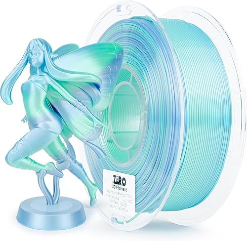 ZIRO Filamento PLA sedoso que cambia de color rápido, filamento brillante de 0.069 in, cambio de color por longitud, filamento de impresora 3D,