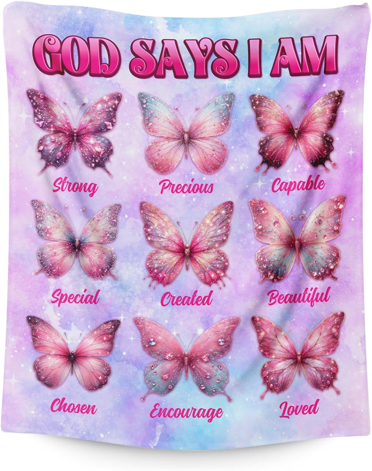 Custom Unicorn Themed Gifts for Girls, Women - 80x60 Inches Twin Size God Says I Am Blanket for Unicorn Lovers - Soft Lightweight Warm Throw for Bed, Living Room Decorations