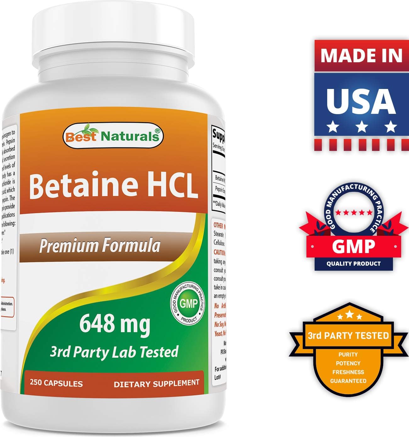 Best Naturals Betaine HCL 648 mg & Magnesium Glycinate 425 mg
