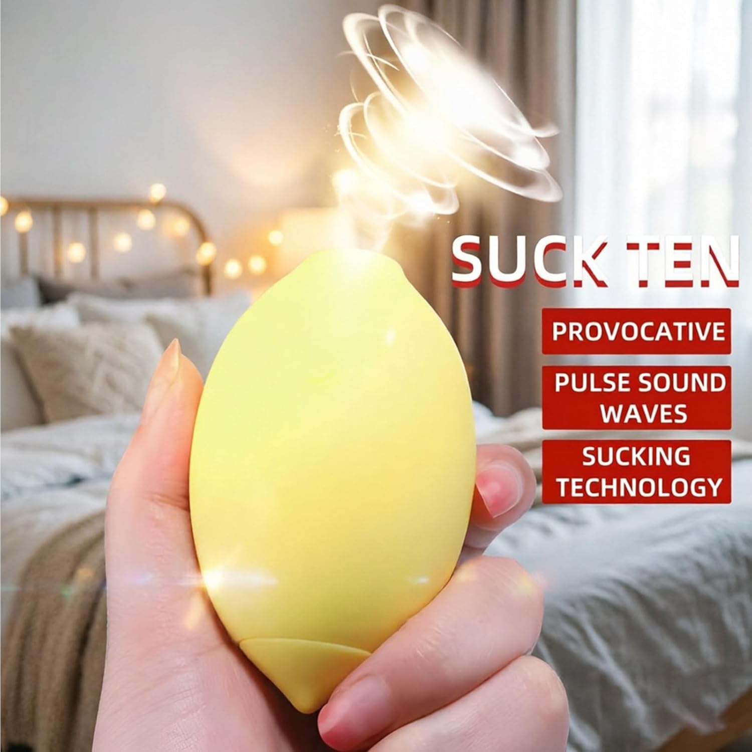 Little Lemon Shaped Handheld Massager, Silicone Relaxation Massager, Waterproof Handheld Suction Massager with 12 Modes, Quiet Rechargeable Personal Massager