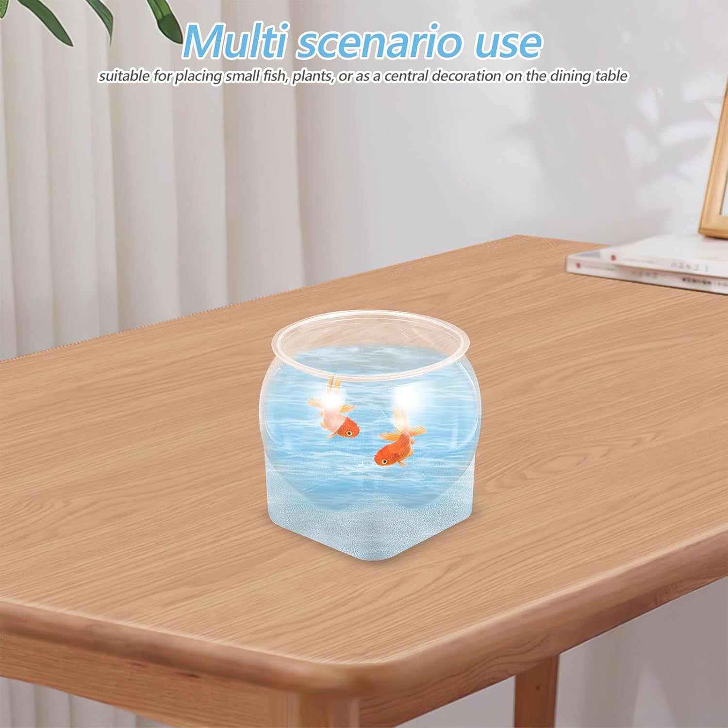 Toyvian Desktop Fish Tank and Aquarium Fish Bowl, Impact-Resistant Plastic, Large Size for Goldfish and Betta, Multifunctional Terrarium Planter Suitable for Home and Office Decor