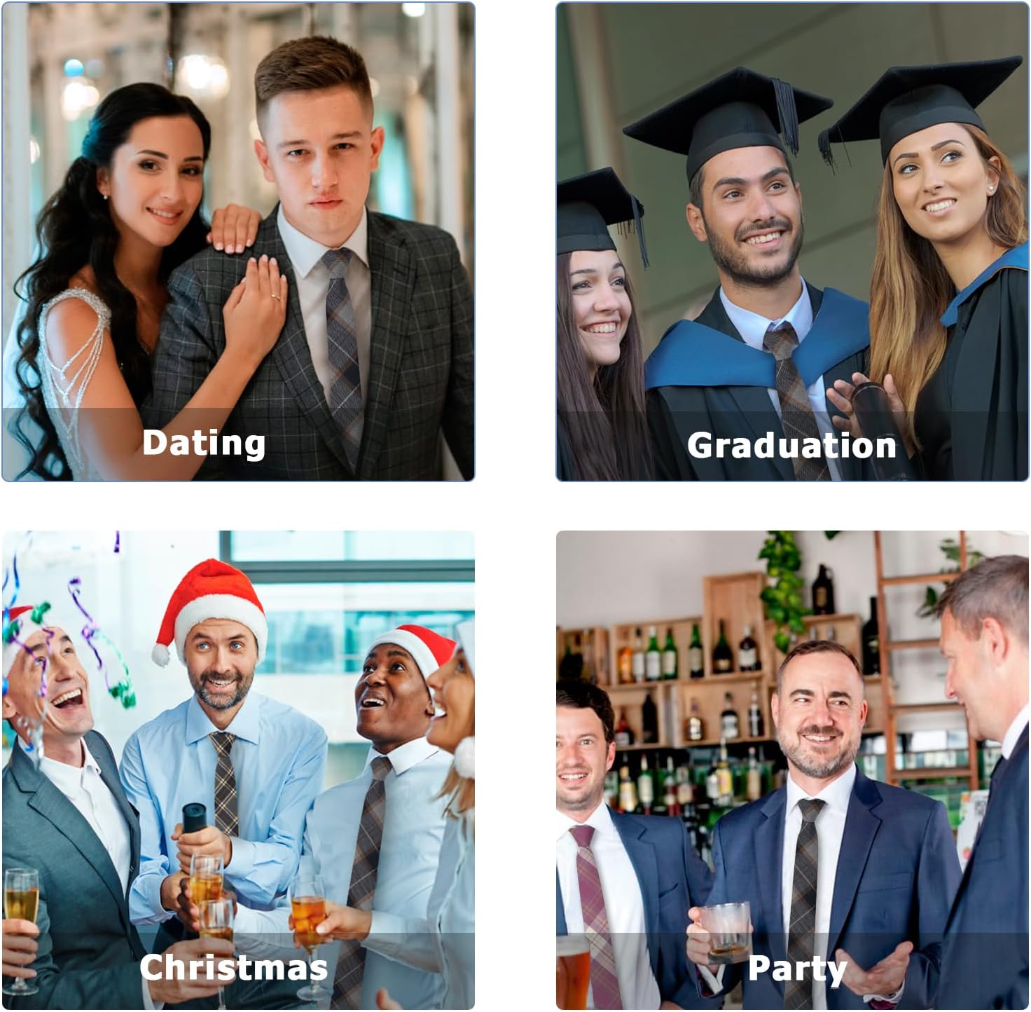 Plaid Ties for Men, 2.36" Mens Skinny Tie Striped Necktie for Office Wedding Party School Formal Casual - Image 5