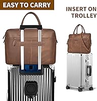 Vista 5 de Blofinche Genuine Leather laptop briefcase 18 inch Computer Messenger shouledr work handbag Satchel bags