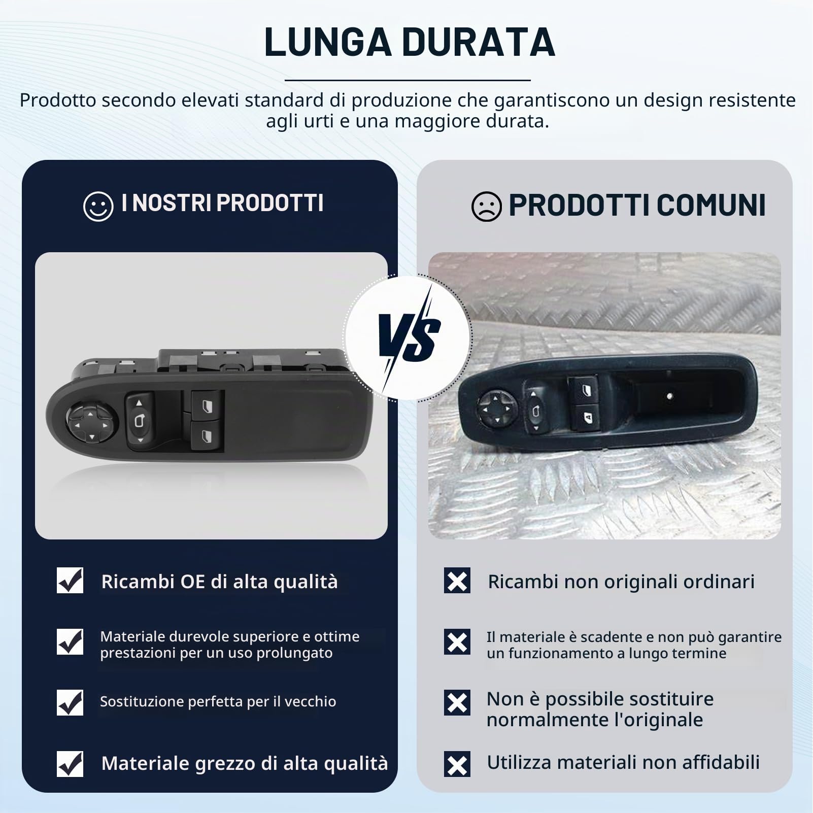 Pulsante alzacristallo elettrico anteriore sinistro (lato conducente) compatibile con C3 II Interruttore di comando alzacristallo 6490CF 96770814ZD