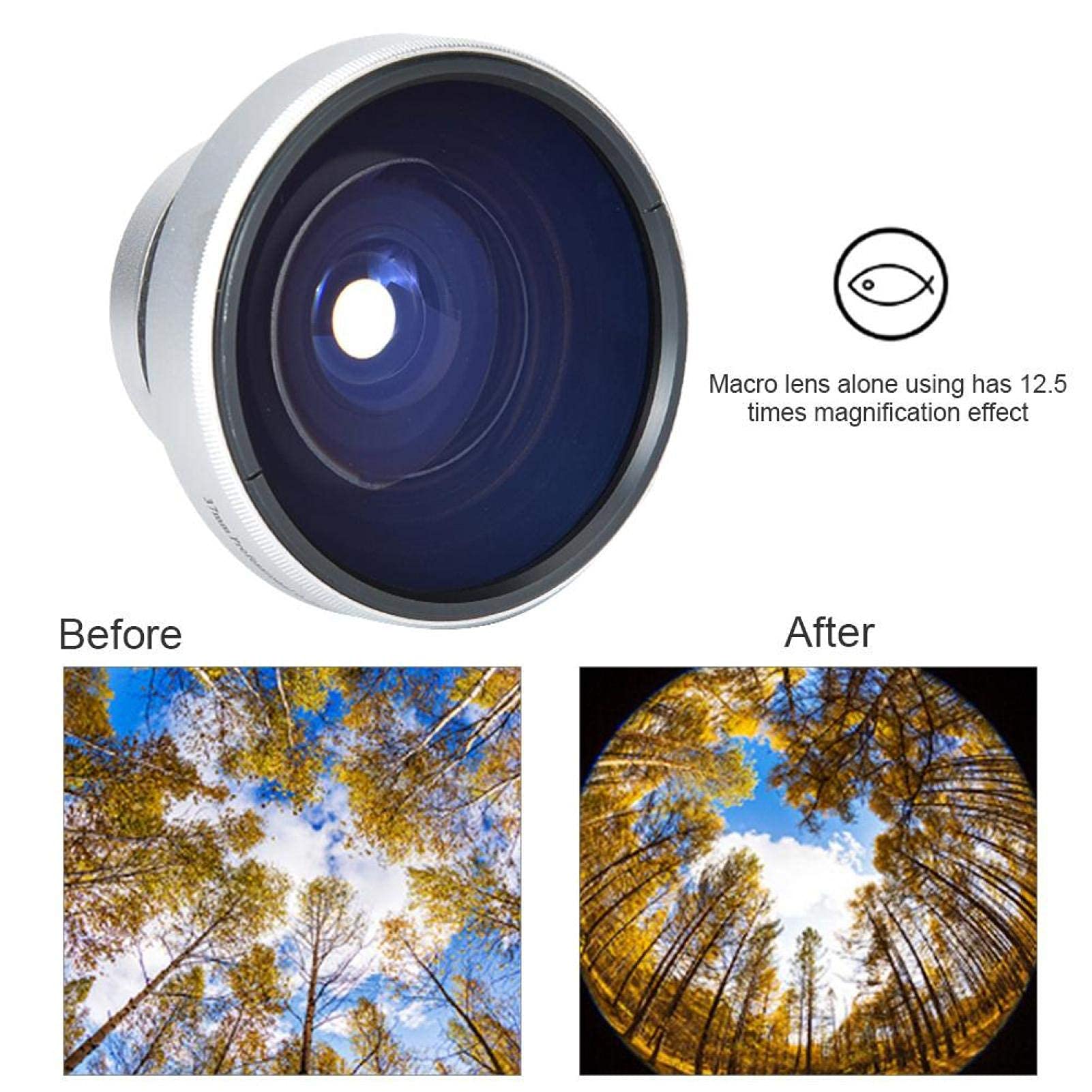 Obiettivo Fisheye 37mm macro lens Obiettivo aggiuntivo Super Fisheye da 37 mm 0 25X, Kit obiettivo fotocamera per telefono cellulare, Obiettivo grandangolare, Lentes para móviles