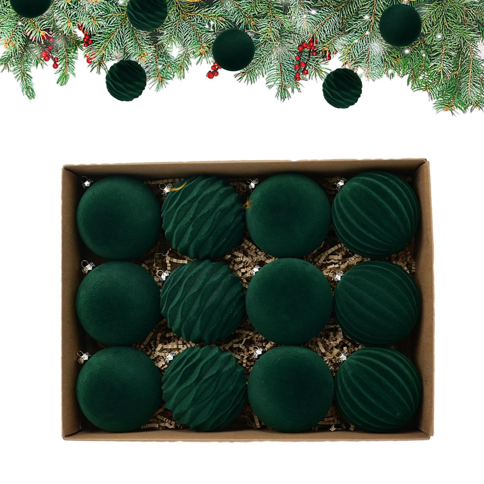 Boule flockée de Noël haut de gamme pour sapin élégant 12 pcs