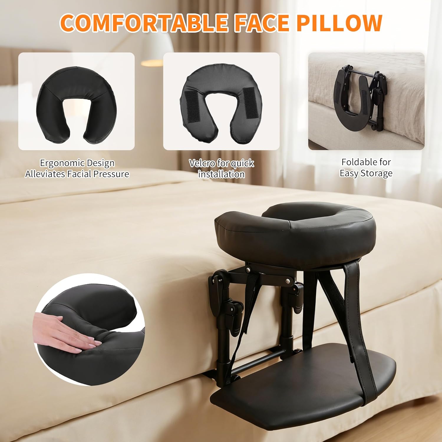 Massage Headrest for Bed, Adjustable Massage Table Face Cradle at Home, Face Down Pillow After Eye Surgery, Massage Table Head Rest Kit for Sleeping Mattress