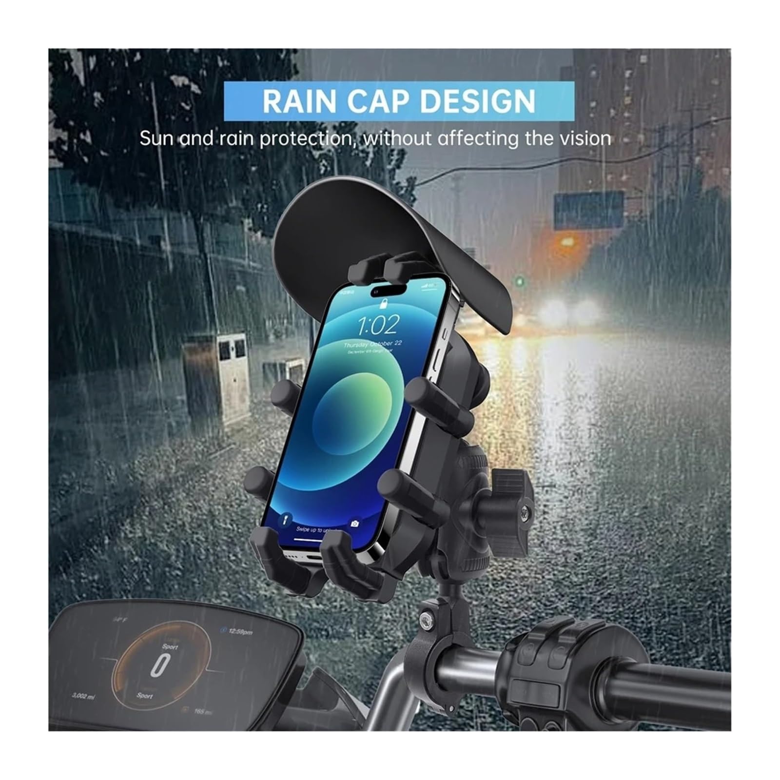 pour Moto Support Navigation GPS pour Moto Vélo Téléphone Support GPS Navigation Vibration Mobile 360 Rotation Antivol Sécurité Résistant(Rearview Mirror)