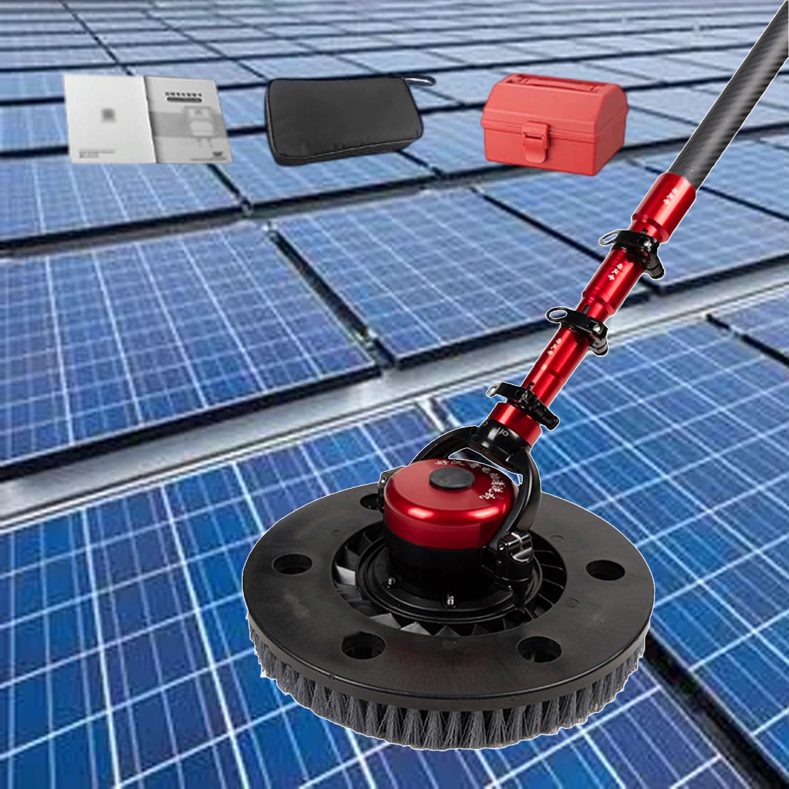 AYCDL Outdoor Solar Panel Cleaning Kit with Telescopic Rod, Water Pump, and Brushless Motor for Efficient Pollution Removal,3.6m