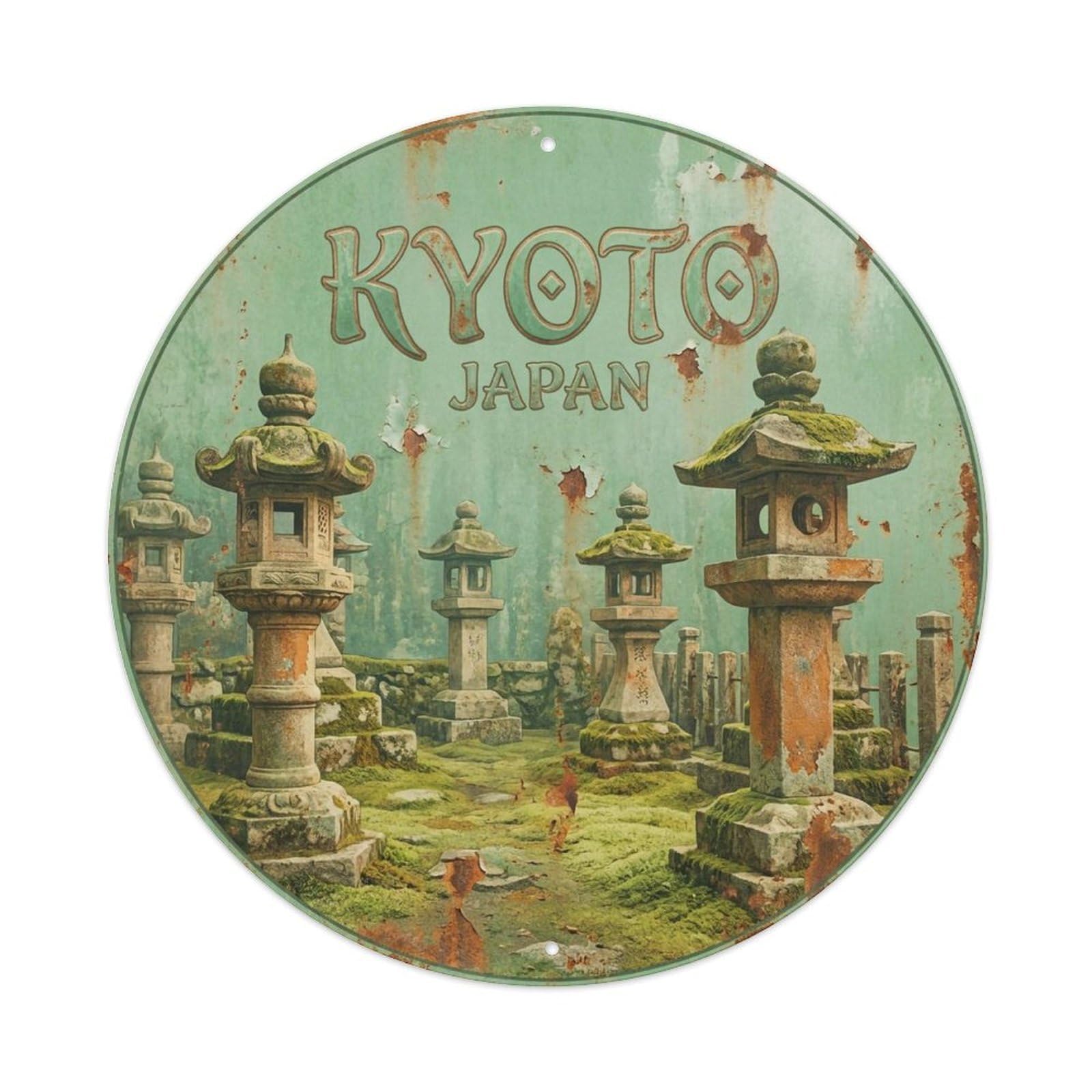 Vintage Travel Kyoto Japan Jade Vintage Metal Tin Sign Plaque Wall Decor for Cafe, Club Bar, Office, Garden Metal Poster 8x8Inch