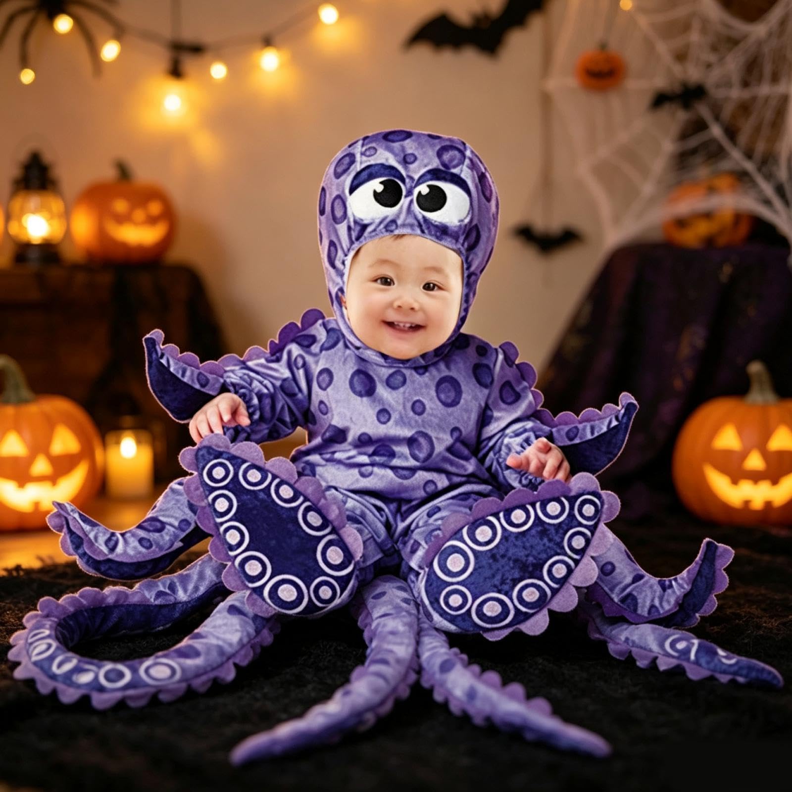 Baoblaze Costume da Cucciolo di Animale, Tutina con Cappuccio, Morbida e realistica, Tuta per Cosplay, Costume di Halloween per Feste in Maschera, Carnevale e, Polpo, S