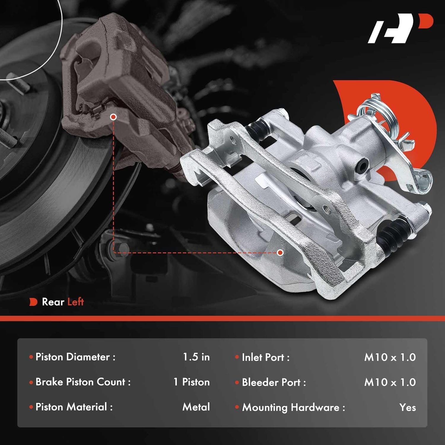 A-Premium Disc Brake Caliper Assembly with Bracket Compatible with Select Dodge Models - Dart 2013 2014 2015 2016 2017 2018 2019 - Rear Left Driver Side